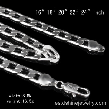 Collar de cadena de fábrica de joyas acero inoxidable plateado plata